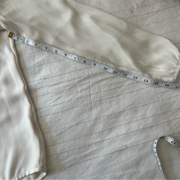 Apt. 9 • Ivory Sheer Yoke Blouse with Eyelash Lace Ribbon • Size Small - Picture 9 of 9
